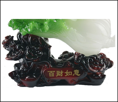 中號(hào)百財(cái)如意 樹(shù)脂仿玉白菜擺件，家居與商務(wù)禮品的雅致之選